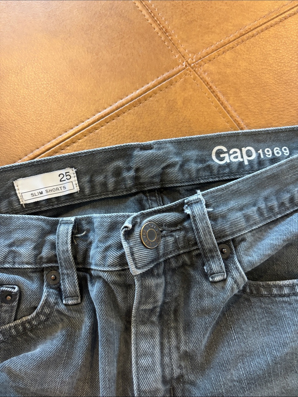 GAP 1969 Washed Black Denim Frayed Hem Shorts